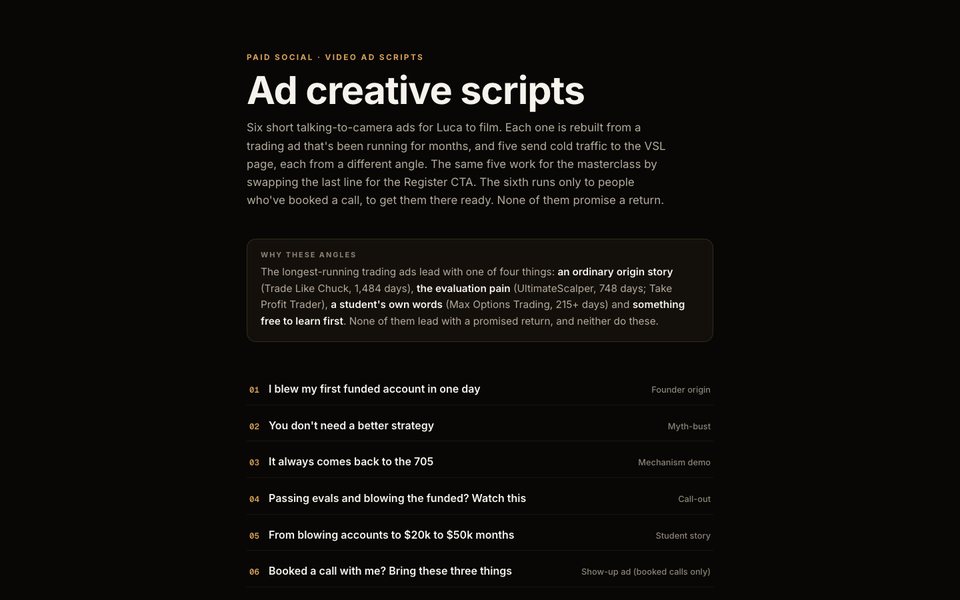 Ad creative scripts preview