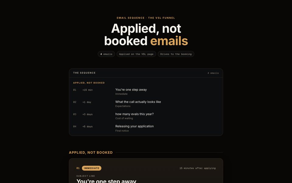 Applied, not booked preview